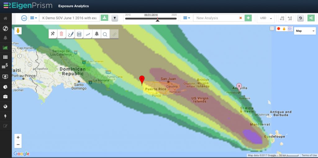 Hurricane Maria wind probabilities for Puerto Rico
