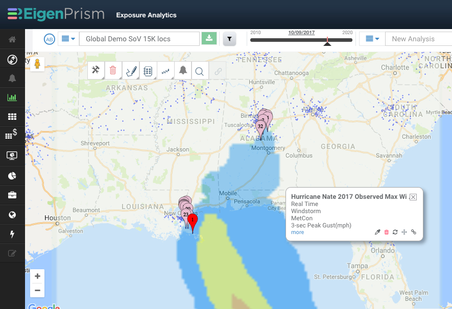 Hurricane Nate footprint