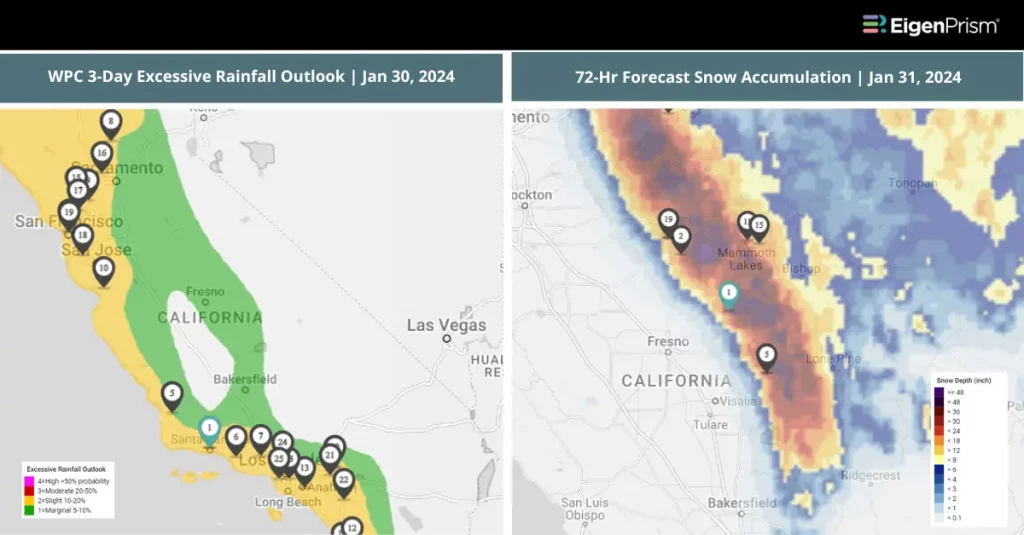 Atmospheric Rivers Fueled by El Niño Threaten California with Flooding
