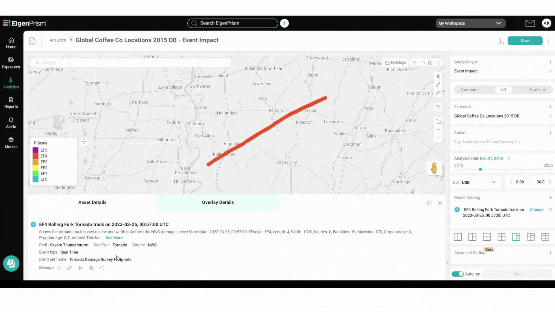 moving the EF4 Rolling Fork tornado damage survey from NOAA.