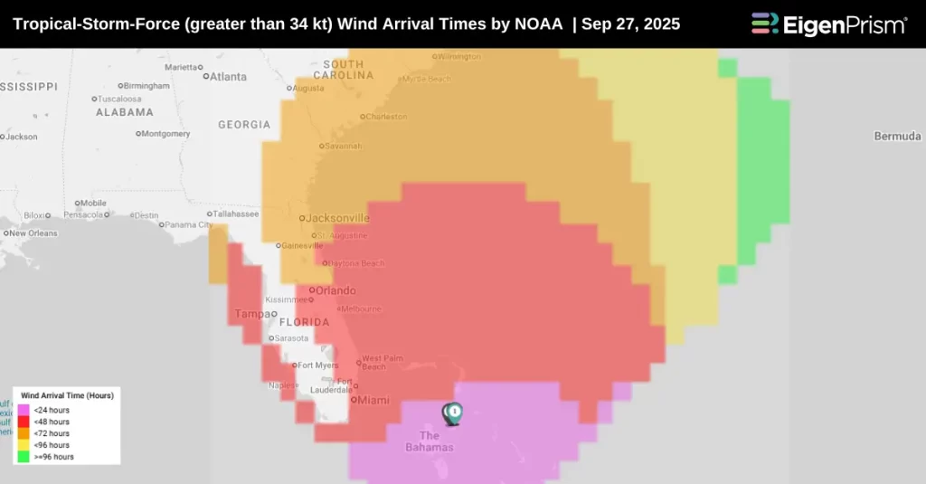 Tropical Depression Nine Wind Arrival Times
